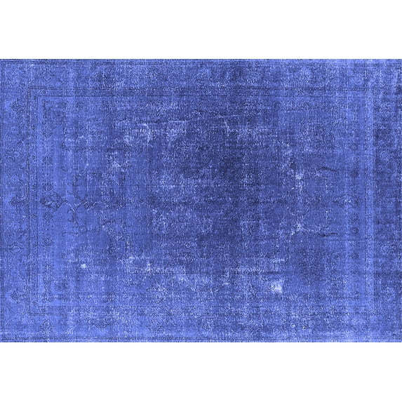 Ahgly Company Machine Washable Indoor Rectangle Oriental Blue Industrial Area Rugs, 3' x 5'