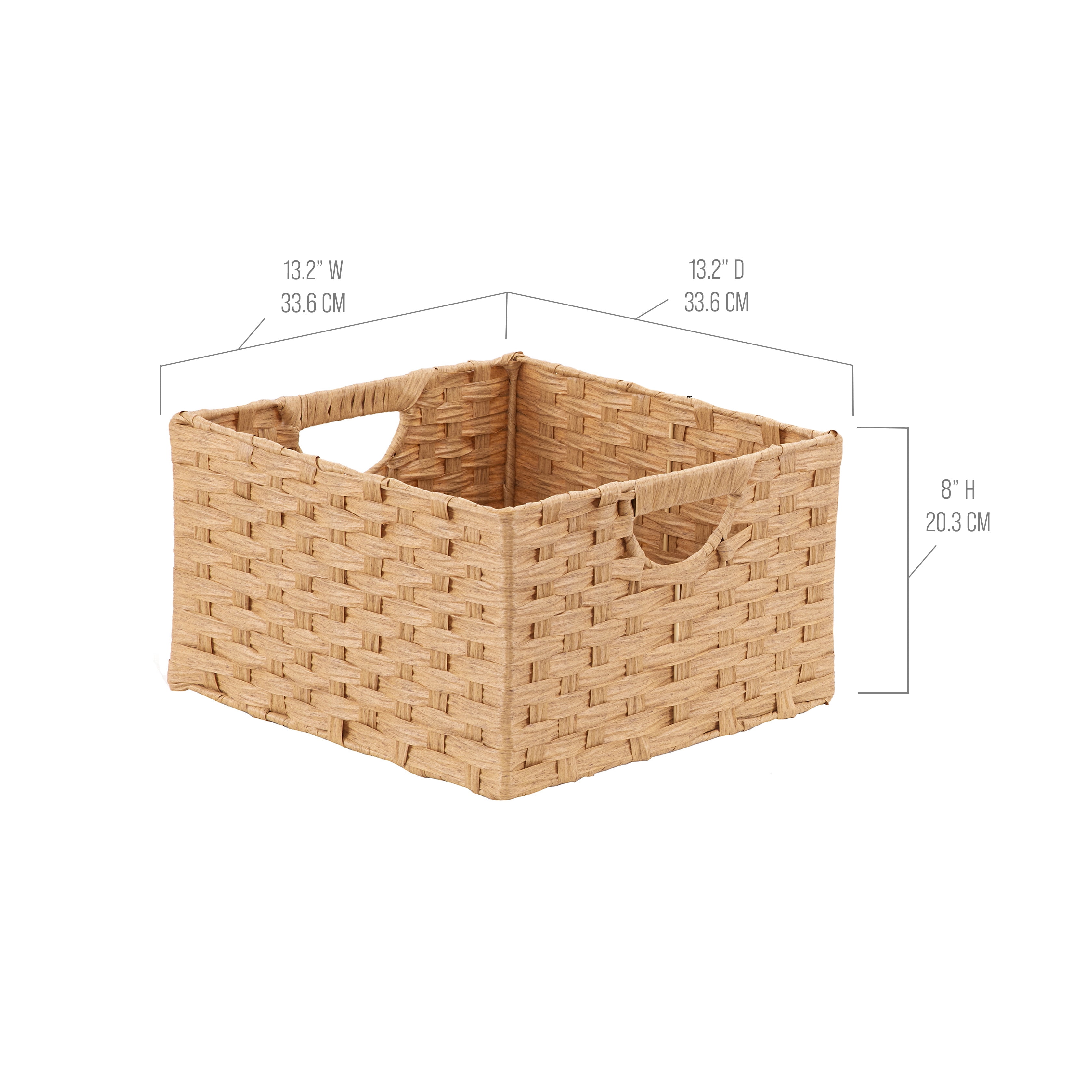 Seville Classics Foldable Handwoven Cube Storage Basket (2-Pack), Natural