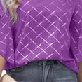 thumbnail image 4 of Blusa holgada con cuello redondo y estampado floral para mujer, talla S, blusa morada de verano con mangas con volantes, 4 of 6