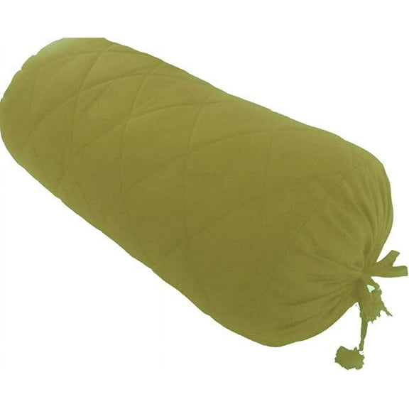 Bolster Cover 100% Cotton -Quilted Pattern With draw string ends -240 TC- Color Beige , Size 8x24 Inches (20x60 cm)