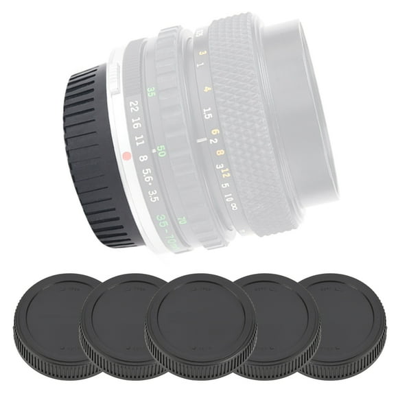 Tapa de Lente Trasera, Cubierta de Lente Portátil de Plástico Negro, Tapa de Lente Trasera de Montaje om para Lentes Om, Accesorios para Cámaras digitales, 5 UDS.