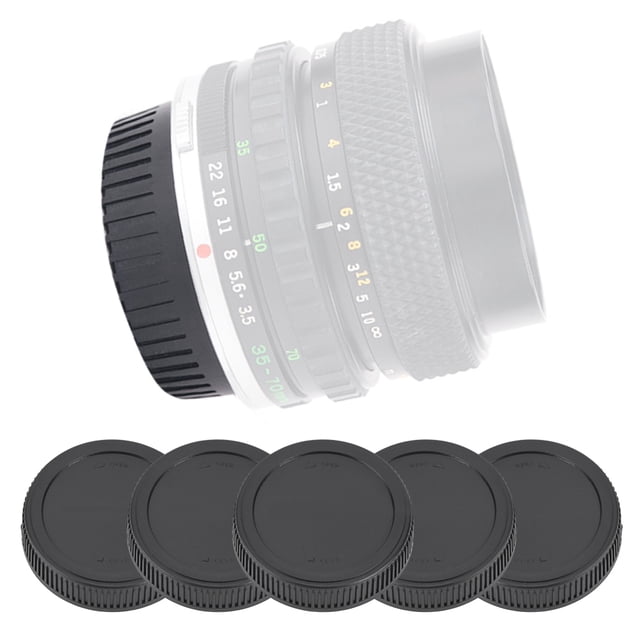 Tapa de Lente Trasera, Cubierta de Lente Portátil de Plástico Negro, Tapa de Lente Trasera de Montaje om para Lentes Om, Accesorios para Cámaras digitales, 5 UDS.