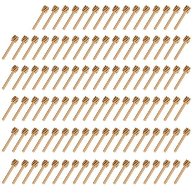 Paquete de 100 mini palitos de madera de 7,6 cm para miel, envueltos individualmente, ideales para tarros de miel, como recuerdo de boda.