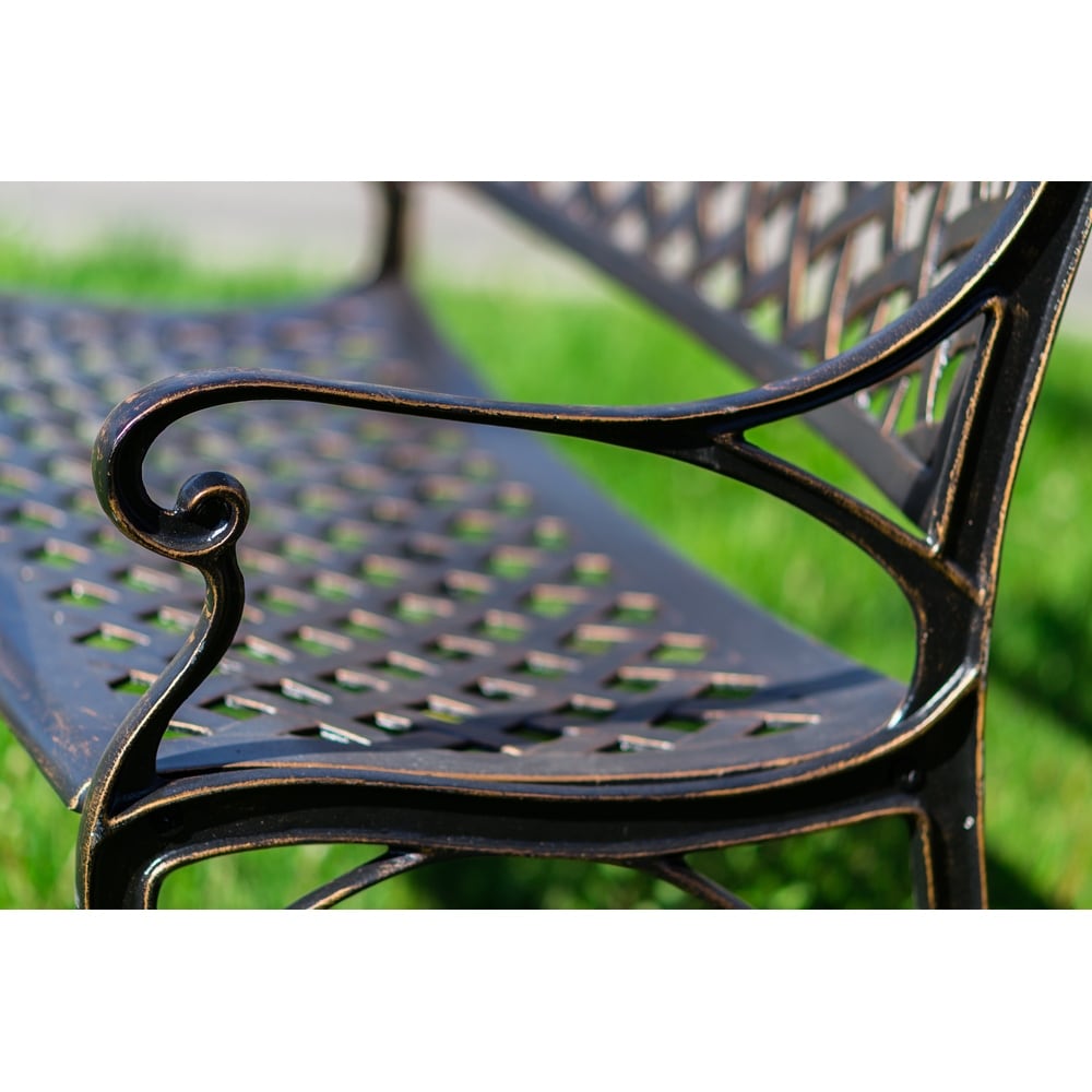 Garden Bench Bronze Colour - Lattice Design 40 Inch Long