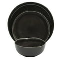thumbnail image 2 of Gibson Soho Lounge Nardini 12 Piece (Service for 4) Plates and Bowls Reactive Glaze Dishes Stoneware Ceramic Dinnerware Set - Black and Blue, 2 of 12