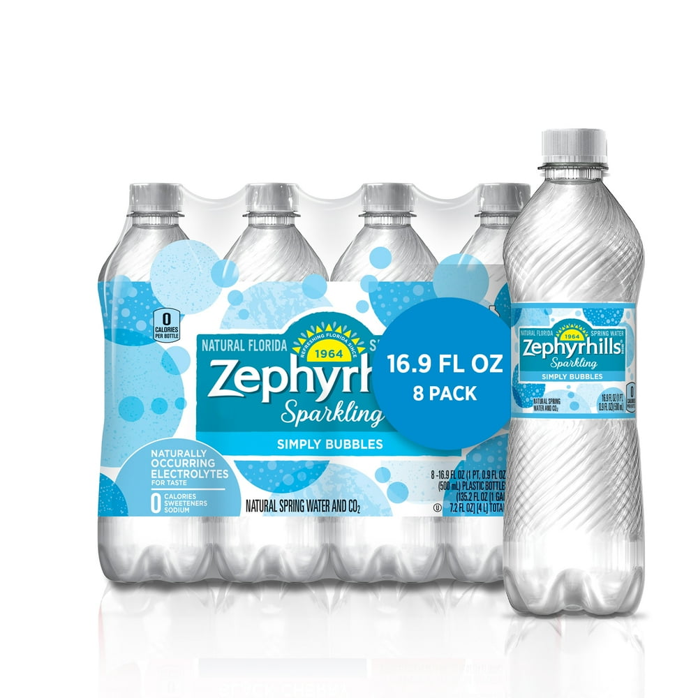 Zephyrhills Sparkling Water, Simply Bubbles, 16.9 oz. Bottles (8 Count