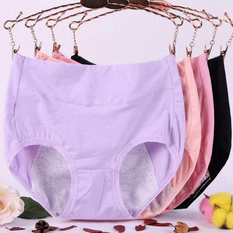 4 Pack Women High Waist Menstrual Period Panties Leak Proof Physiological  Underpants Cotton Crotch Comfortable Stretch Briefs, XL-6XL Plus Size 