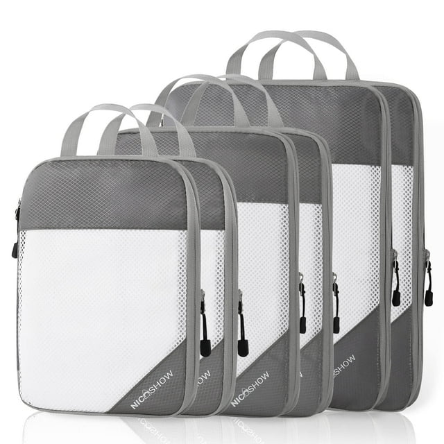Juego de 6 cubos de embalaje de compresión NICOSHOW para viajes, color gris