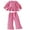 Pink, variant on Girl's 2 Piece Knitted Set Crew Neck Ruffled Hem Sweater Elastic Waist Flared Pants Comfy Stylish Casual Suit (7-8 Years, Pink)