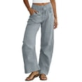 thumbnail image 2 of Neewe Women's Wide Leg Pants High Waist Ruffle Hem Casual Loose Long Trousers Solid Color Daily Lounge, 2 of 5