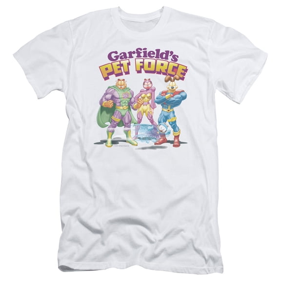 Garfield Heroes Await S/S Adult 30/1 T-Shirt White