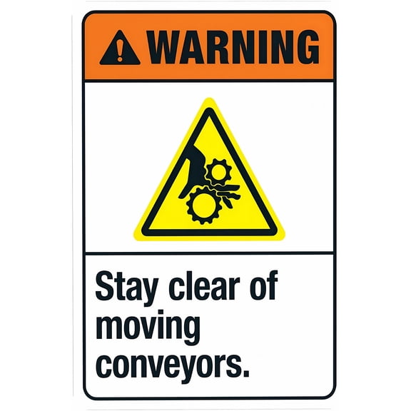 Stay Clear Of Moving Conveyors Warning Sign - 8"x12", Security Metal Decor for Business, Office, Home, Street, Road, Industrial Zones