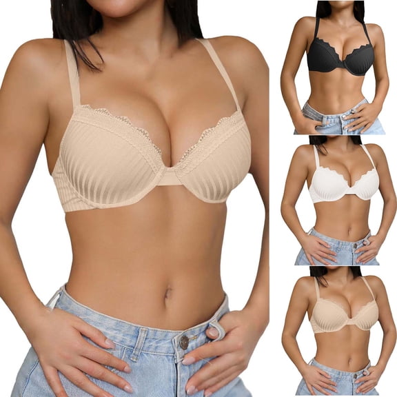 Bixock Women's Jelly Push Up Wireless Full Coverage Bra No Underwire Comfort Support Seamless T-Shirt Everyday Bras