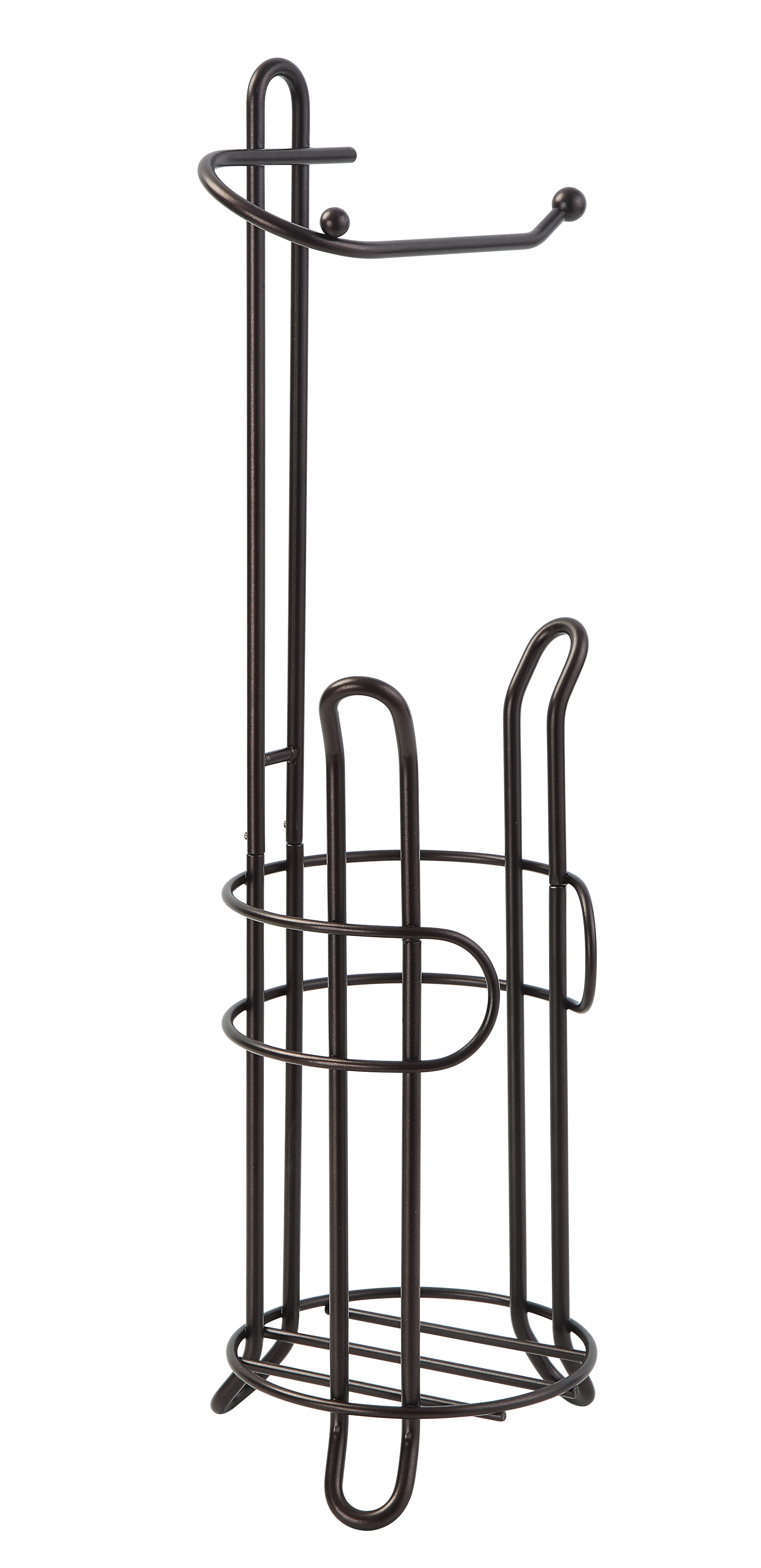 SunnyPoint Freestanding Toilet Paper Holder Stand with Storage – Holds 3 Spare Rolls, Sturdy Steel Construction, Oil Bronze Finish, for Bathroom & Restroom