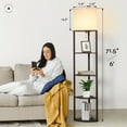 thumbnail image 6 of ATAMIN Alvis Edge Tall Standing Modern Corner Floor Lamp with Shelves, Decorative Floor Lamp, Brown, 72", 6 of 6