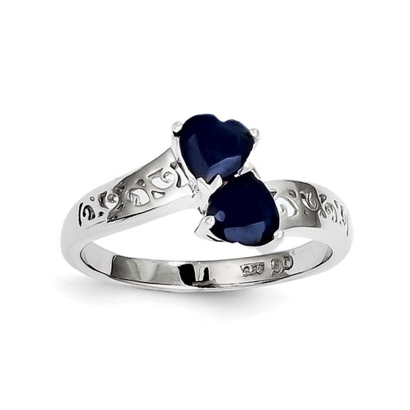 Auriga Fine Jewelry 925 Sterling Silver Dark Sapphire Heart Ring Size 7for Women