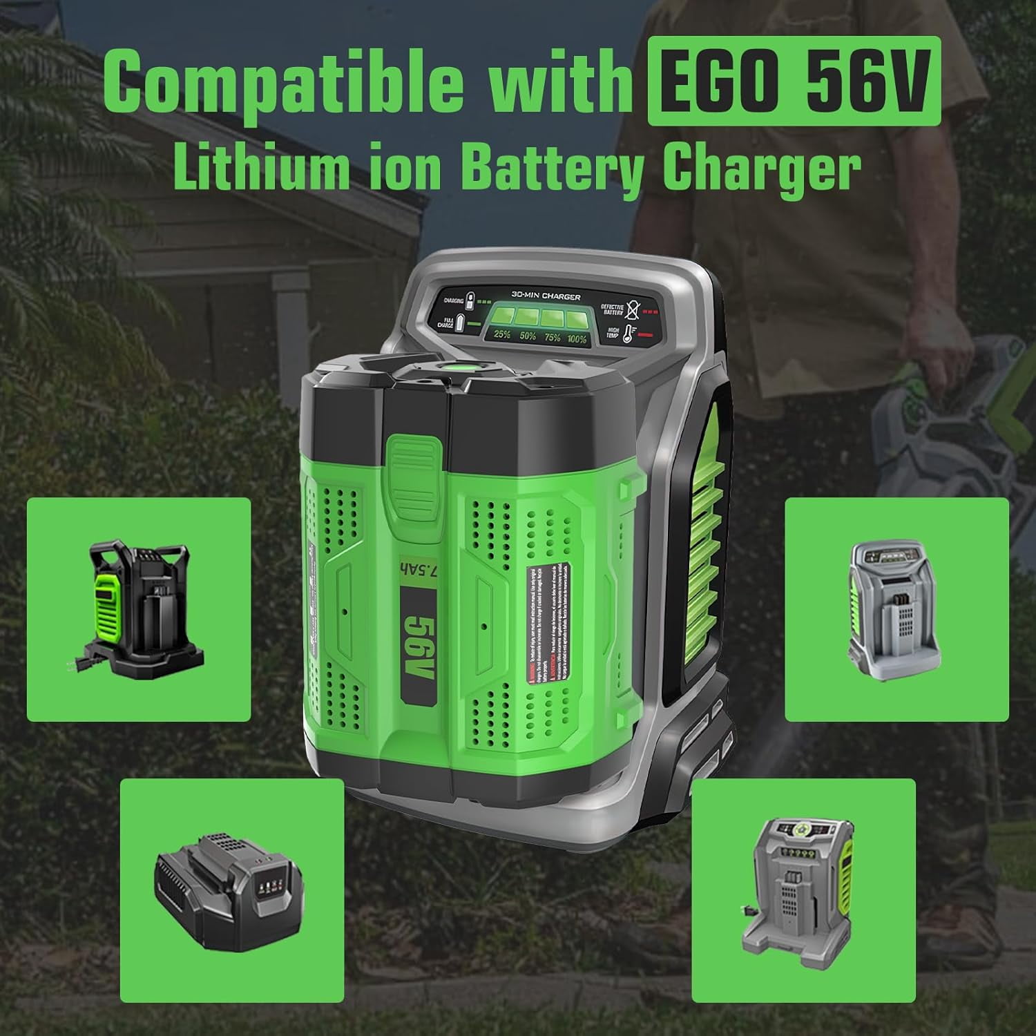 2Pack 7500mAh Replacement for EGO 56V Battery Lithium Replacement for EGO 56 Volt Battery 7.5Ah Conpatible with EGO 56 Volt BA2800 BA4200 CS1604 CS1804 CS1403 HT2400 Power Tools(7.5Ah, 2Pack)