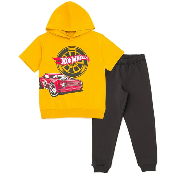Hot Wheels Hooded T-Shirt and Fleece Jogger Pants Outfit Set Toddler to Big Kid