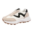 thumbnail image 5 of Rokment Womens Vintage Platform Fashion Sneakers Trendy Casual Color Block Suede Skate Shoes Comfortable Running Walking Tennis Non Slip Work Footwear Beige Size 6, 5 of 6