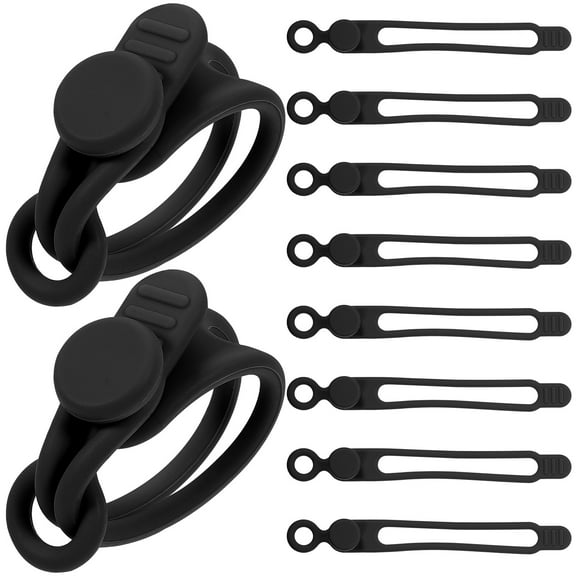 NICEXMAS 10Set Black Silicone Wire Ties for Cable Management in Office and Travel
