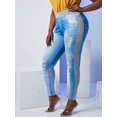 thumbnail image 3 of Rosegal Women's Marl Panel Combo 3D Print Plus Size Skinny Pants, 3 of 5