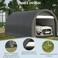 thumbnail image 4 of Newboti 10' x 16' Carport, Heavy Duty Portable Garage Storage Tent with Large Zippered Door, Anti-UV PE Canopy Cover for Car, Truck, Boat, Motorcycle, Bike, Garden Tools, Outdoor Work, Gray 6529870175, 4 of 10