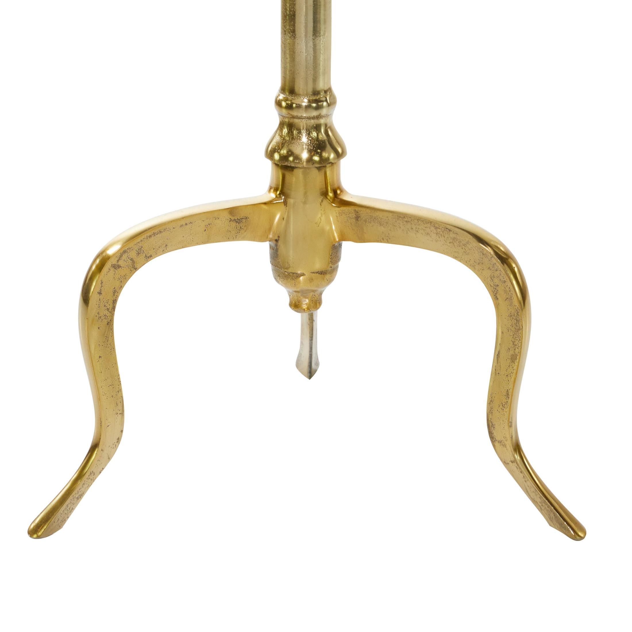 DecMode 18" x 25" White Marble Accent Table with Gold Inlay and Scrolled Base, 1-Piece