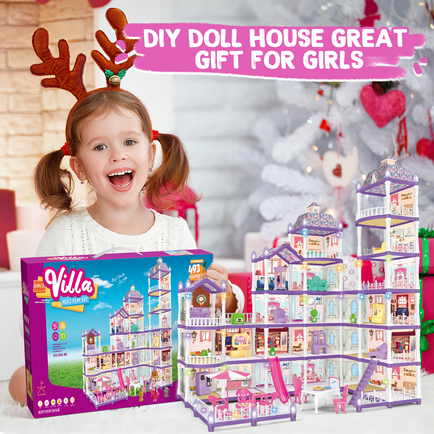 Huge Wave 35-Inch Dollhouse Set with 493 Pieces photo 7