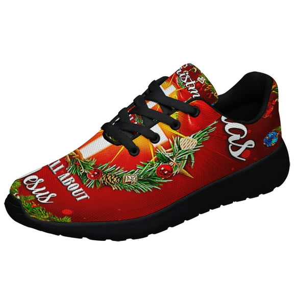 ChriStas It's All About Jesus Crown Of Thorns ChriStas Wreath Shoes Sneakers Black Size 3.5
