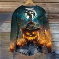 thumbnail image 4 of YUGYXL Funny Pumpkin Print Sweatshirts for Women Halloween Witch Bat Graphic Sweater Long Sleeve Round Neck Pullovers Multicolor XL, 4 of 6