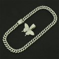 thumbnail image 2 of Hip Hop Cuban Chains Butterfly Pendant Necklace With 13mm Miami Cuban Chain Iced Out Bling HipHop Necklaces Fashion Jewelry, 2 of 7