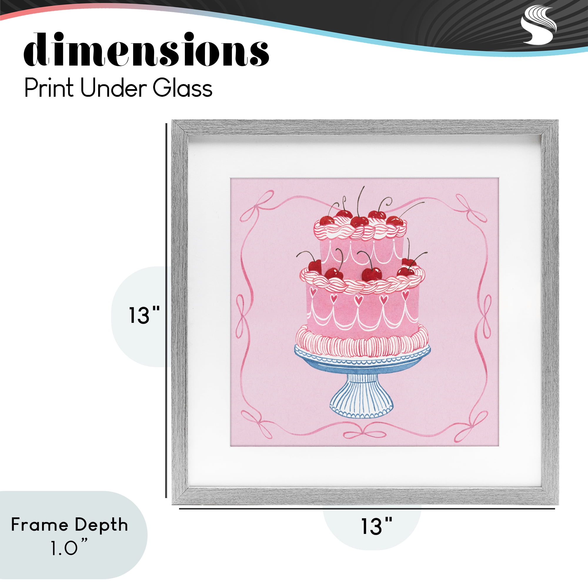 Stupell Industries Romantic Pink Cherry Cake Gray Framed Print Under Glass, design by Grace Popp
