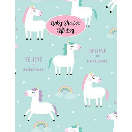 Shower Memory Book Baby Shower Gift Log: Cute Unicorn Gift Record Pink Notebook, Keepsake Memory for Baby Shower, Large Organizer Blank Lined Pages Journal Paperback ()