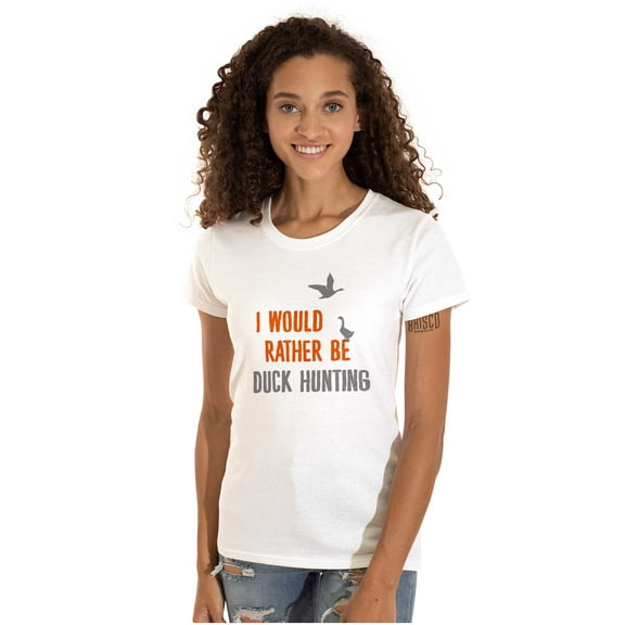 I Would Rather Be Duck Hunting Hunter Womens Fitted Plus Size Graphic Tee Brisco Brands 2X
