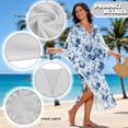 thumbnail image 6 of Xoenoiee Blue Rooster Chicken Peony Flower Pattern Kaftan Dresses for Women Plus Size Summer Bathing Suit Cover up V Neck Batwing Dress Loose fit Moroccan Caftan Mumu Dresses, 6 of 7