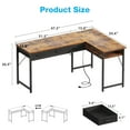 thumbnail image 4 of 48 inch L Shaped Computer Desk with Drawers, Corner Desk with Power Outlets & Reversible Storage Shelves, Simple Computer Desk for Home Office Gaming, Vintage, 4 of 8