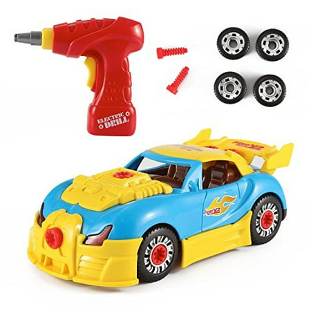 PowerTRC World Racing Car Take-A-Part Toy for Kids with 30 Take Apart Pieces, Tool Drill, Lights and