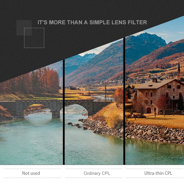 Lens Filter Kit, Sturdy Durable 37mm CPL Lens Filter Black For Snow For Open Areas For Mountain For Seaside