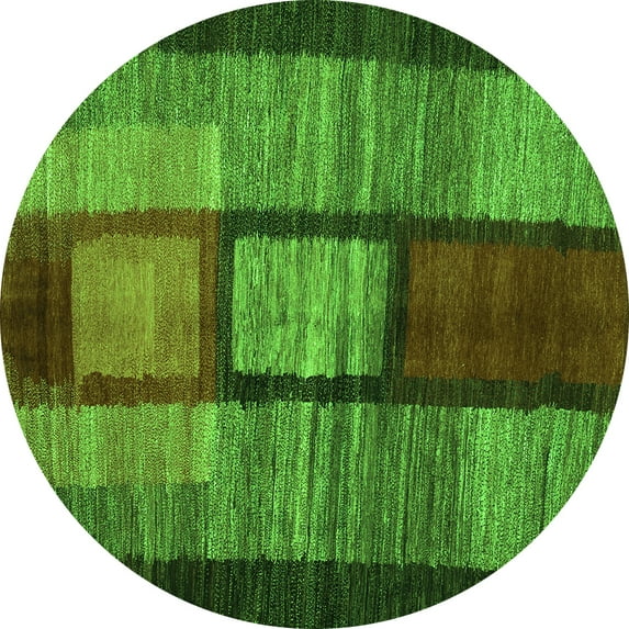 Ahgly Company Indoor Round Abstract Green Contemporary Area Rugs, 4' Round