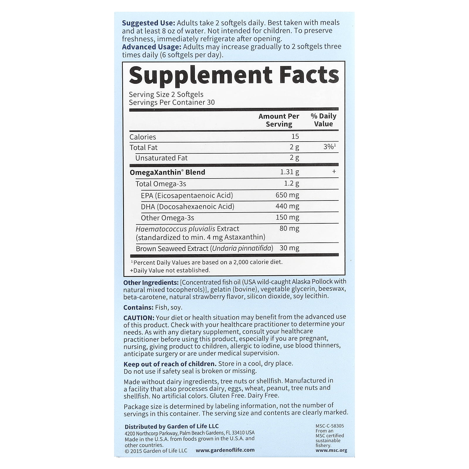 Garden of Life Oceans 3 Beyond Omega-3 Softgels, 60 Ct