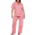 thumbnail image 3 of White Mark Women's Short Sleeve & Pants Tropical Pajama Set, 3 of 10