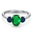 thumbnail image 3 of Gem Stone King 1.45 Ct Oval Green Nano Emerald Blue Sapphire 925 Sterling Silver Ring, 3 of 6