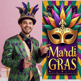 thumbnail image 6 of Colorful Mardi Gras Banner Purple Green Gold Carnival Display Curly Vines Star Decor Festival Backdrop for Mardi Gras Celebration Carnival Party Festival Decor, 6 of 8