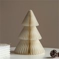 thumbnail image 2 of Christmas Paper Tree Decoration, 7.9 Inch Folded Honeycomb Craft, 1 Pack Lightweight Beige Standing Tabletop Ornament, for Xmas Home Party Fireplace Shelf Holiday Seasonal Decor, 2 of 3