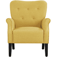 Yaheetech Modern Upholstered Accent Chair with Wooden Leg for Living ...