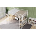 thumbnail image 3 of Full Size Metal Loft Bed with Storage Staircase and Small Wardrobe,Metal Platform Bed Frame with Built-in Desk and Storage Shelves,White, 3 of 9