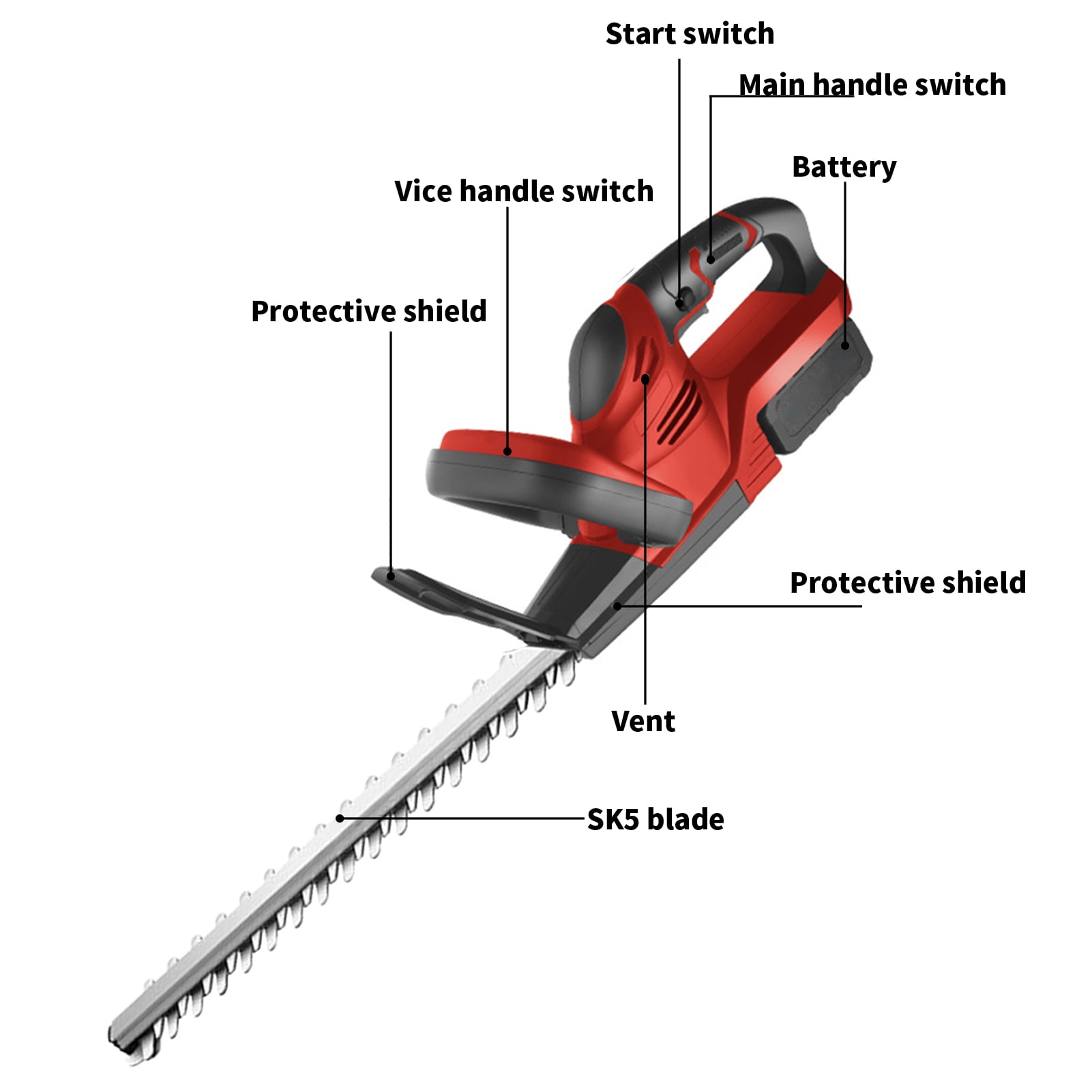 Victool 21V Cordless Electric Hedge Trimmer Double Blade Home Garden Trimmer Shrub Pruning Saw US 110V