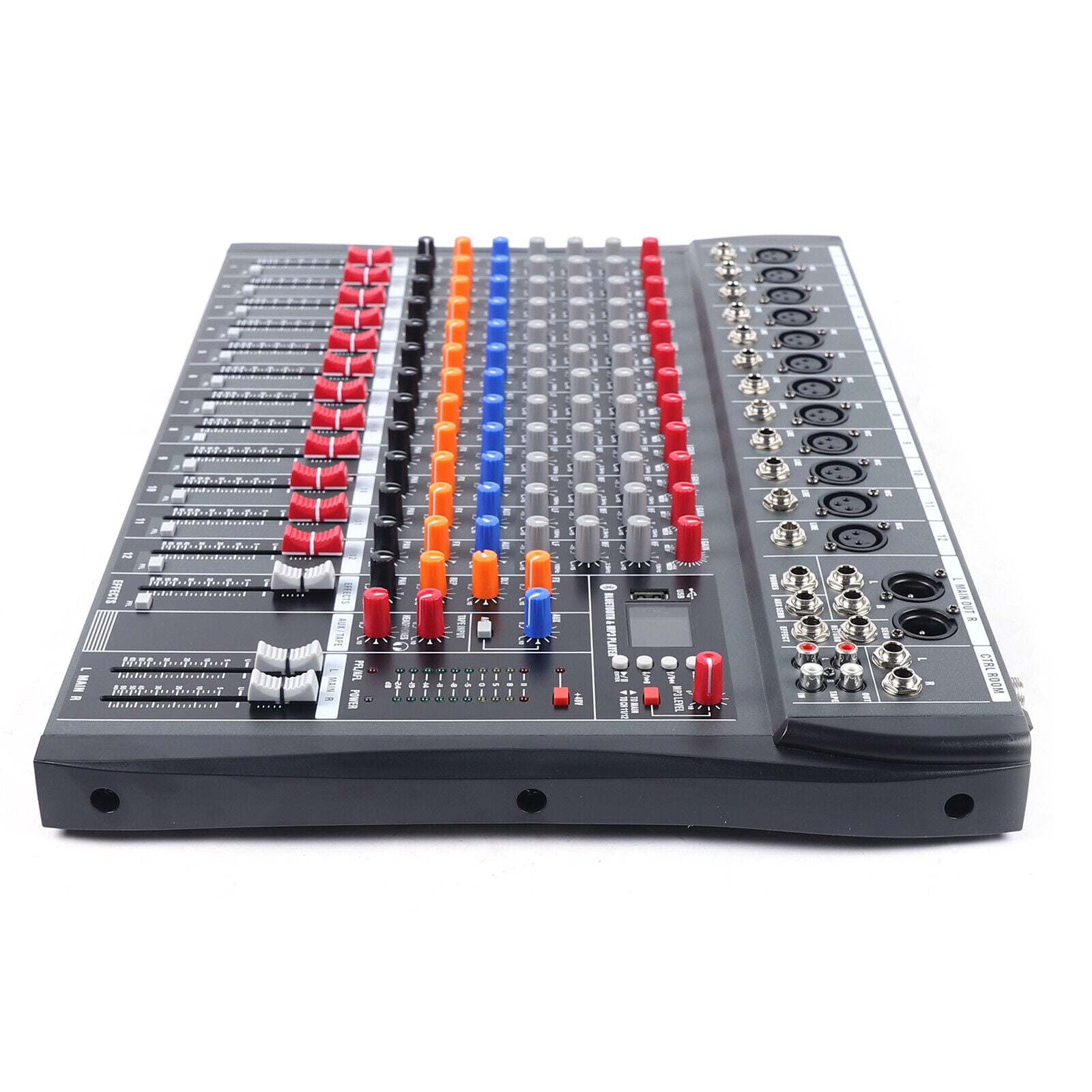 Flkoendmall 12 Channels Audio Mixer Bluetooth USB DJ Sound Mixing Console Studio