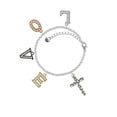 thumbnail image 2 of Delight Jewelry Silvertone Pebble Cross Multi-Colored Crystal Love Charm Bracelet, 2 of 5