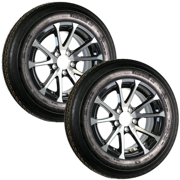 eCustomrim 2-Pack Trailer Tire On Aluminum Rim 4.80-12 480-12 Load C 5 Lug Black T07 Wheel